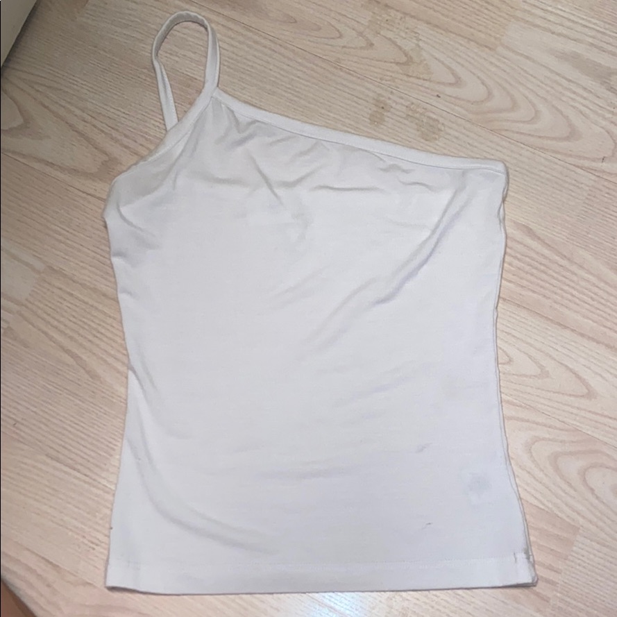 One Shoulder White Basic Top